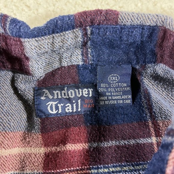 Vintage Andover Trail Shirt Flannel Mens 2XL Big Man Button Up Plaid - Picture 5 of 8